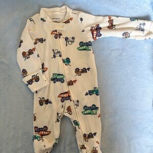 Carter's Cream One Piece with Colorful Vehicle Design